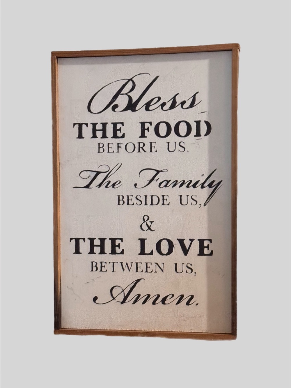 Bless the Food Before Us Framed Wooden Sign Farmhouse Kitchen Decor Wall Art EUC